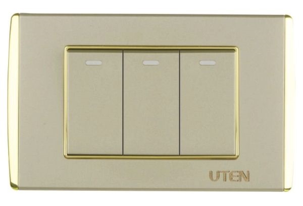 Trọn Bộ 3 Công Tắc 2 Chiều UTEN V9.1 Màu Vàng Cỡ S