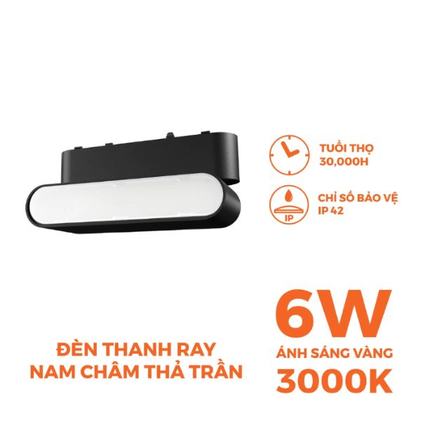 Đèn Led Thanh Ray Nam Châm Tán Quang 6W Chỉnh Gốc Nanoco