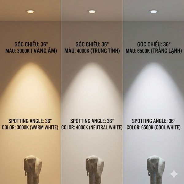 Đèn Spotlight Âm Trần 7W Chóa Trắng Góc Chiếu 36 Độ NSP07WW36